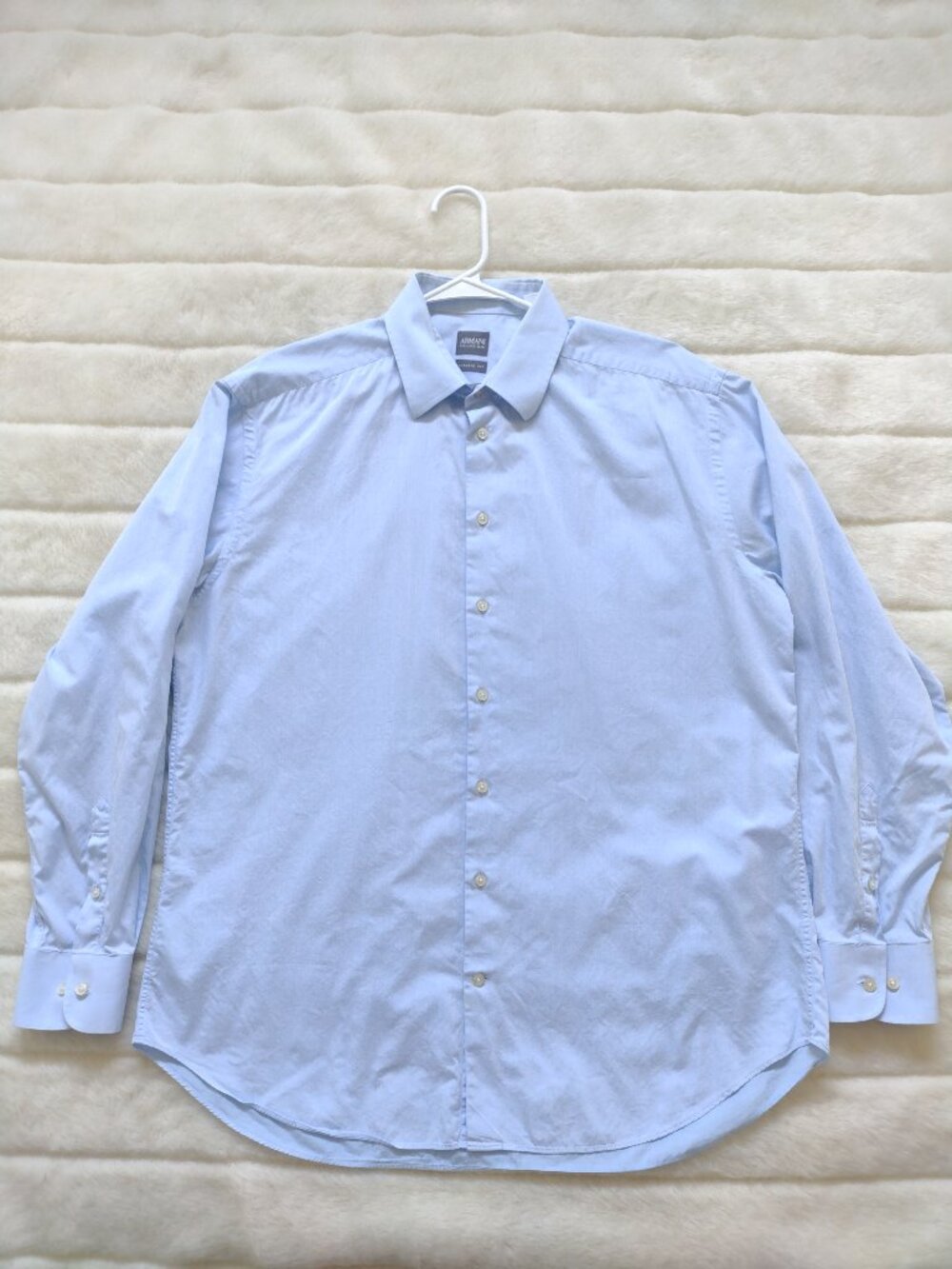 Armani Collezioni Men's Button-Up Dress Shirt Blue 16.5 Classic Fit